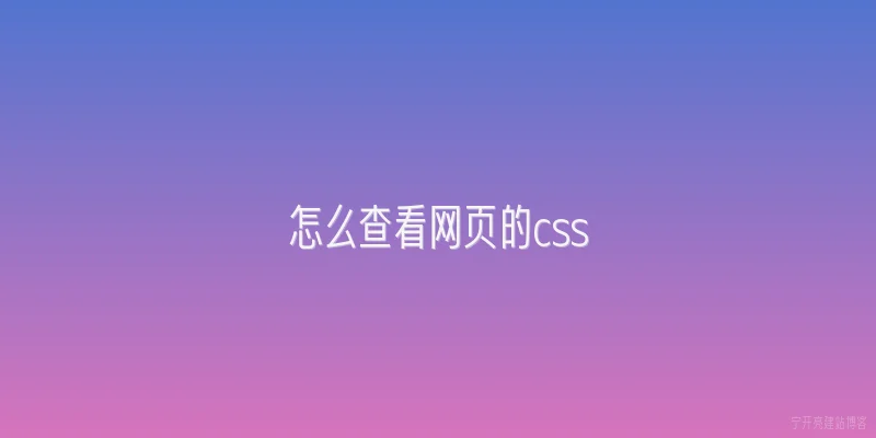 怎么查看网页的css