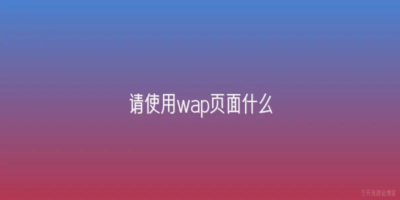 请使用wap页面什么