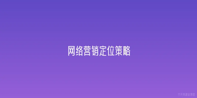 网络营销定位策略