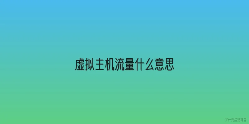 虚拟主机流量什么意思